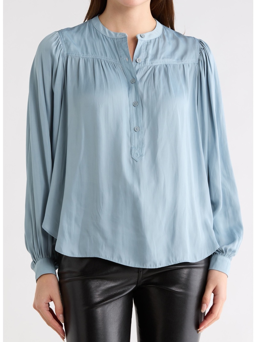 Elie Tahari Light Blue Peasant-Style Blouse